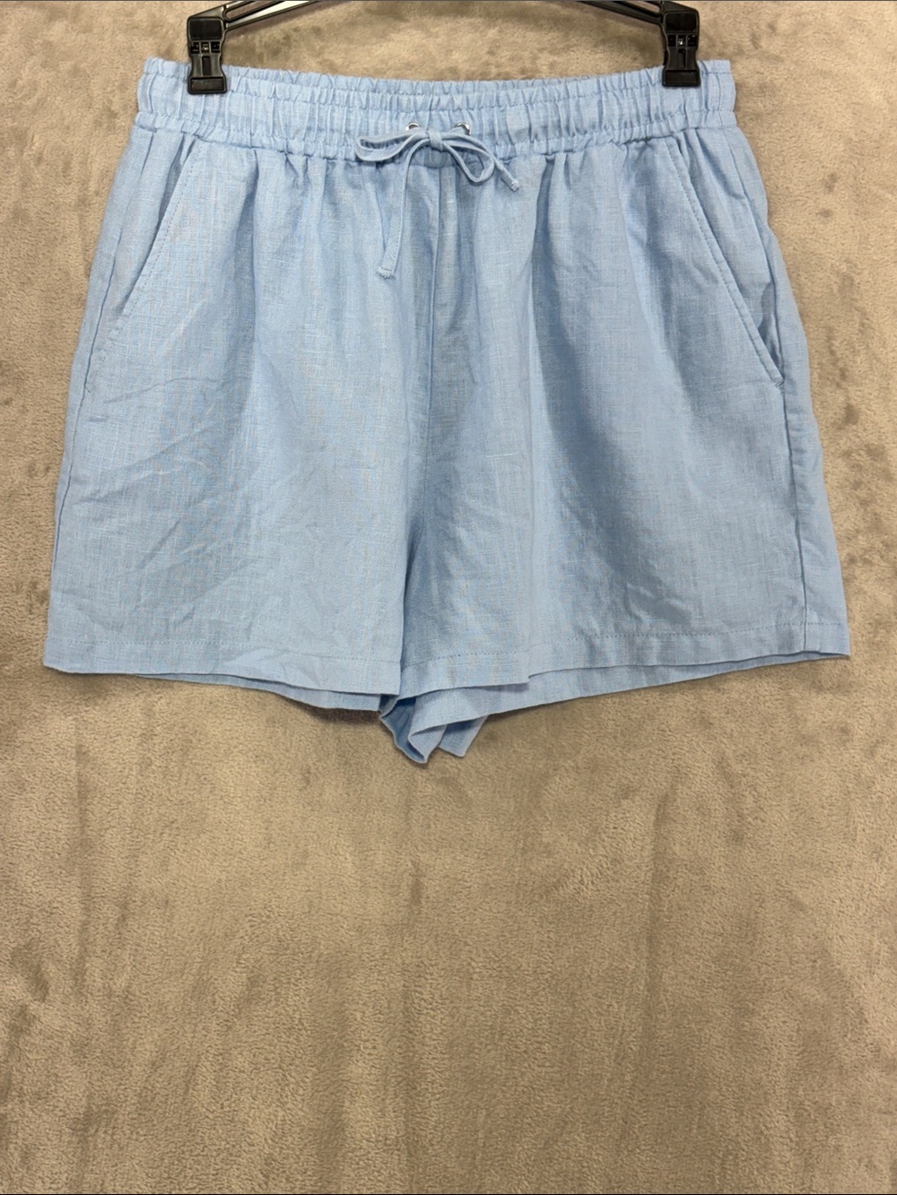 NA-KD Light Blue Women's Drawstring Linen Shorts Size S--EU36